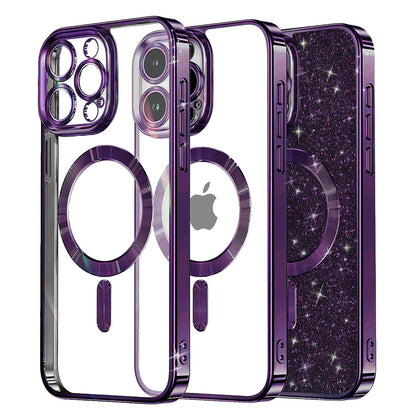 MagSafe-etui til Apple iPhone 13 Pro, Techsuit, Luxury Glitter, Mørkelilla