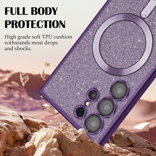 MagSafe Case for Apple iPhone 13 Pro, Techsuit, Luxury Glitter, Light Green