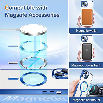 MagSafe-etui til Apple iPhone 13, Techsuit, Luxury Crystal, Mørkeblå