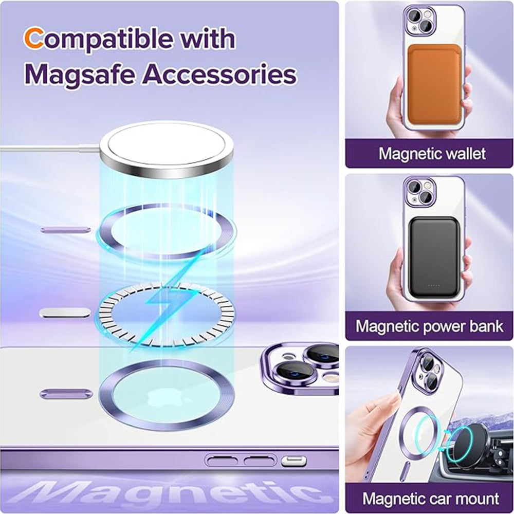 MagSafe-etui til Apple iPhone 13, Techsuit, Luxury Crystal, Lys lilla