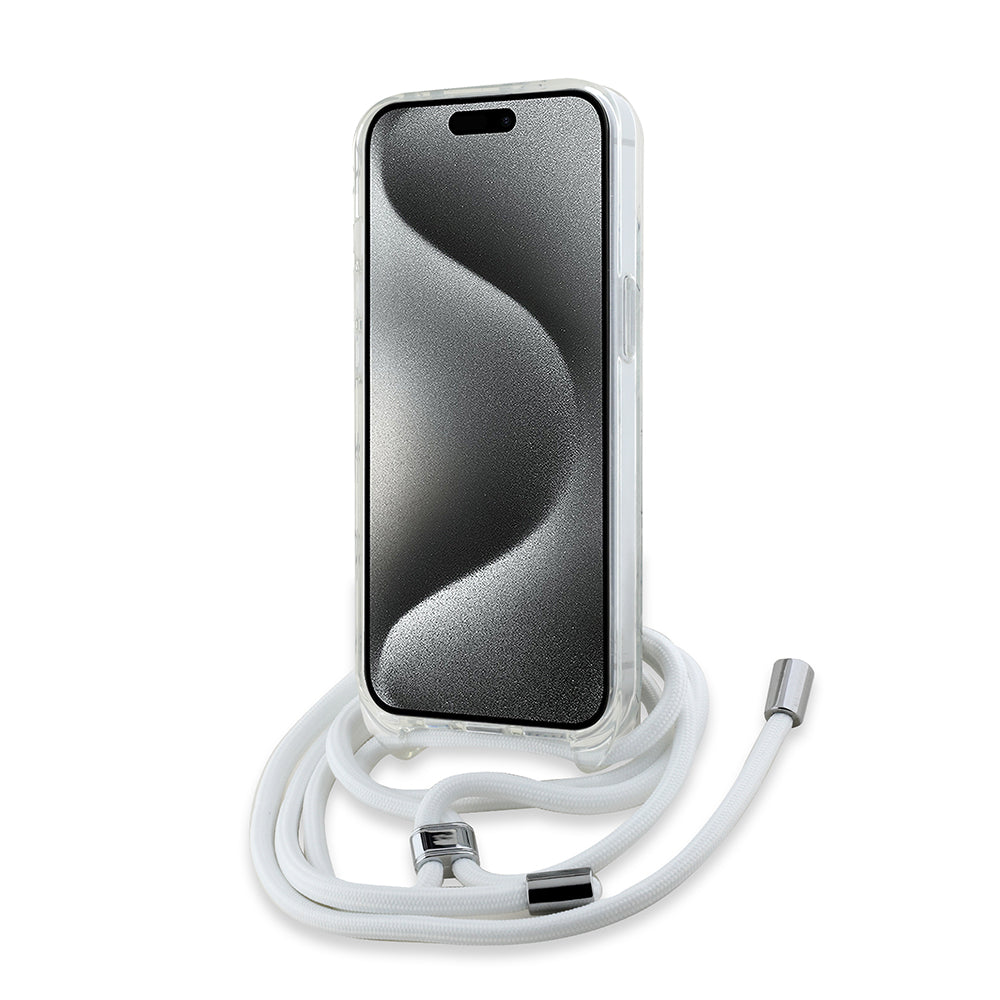 MagSafe cover til Apple iPhone 14, Karl Lagerfeld, IML Crossbody Choupette's Head with Strap, Transparent