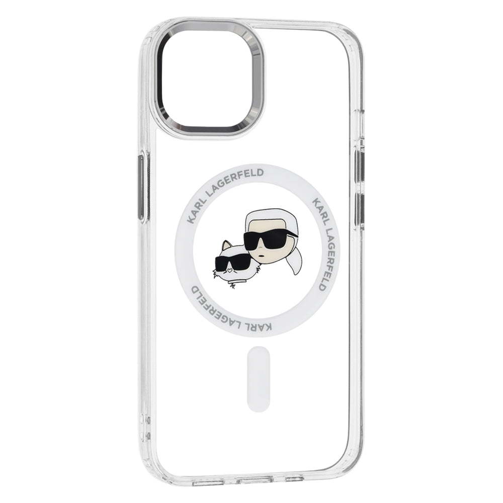 MagSafe cover til Apple iPhone 14, Karl Lagerfeld, IML Metal Karl & Choupette's Heads, Hvid