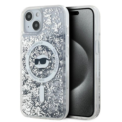 MagSafe cover til Apple iPhone 14, Karl Lagerfeld, Liquid Glitter Choupette's Head, Transparent