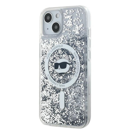MagSafe cover til Apple iPhone 14, Karl Lagerfeld, Liquid Glitter Choupette's Head, Transparent
