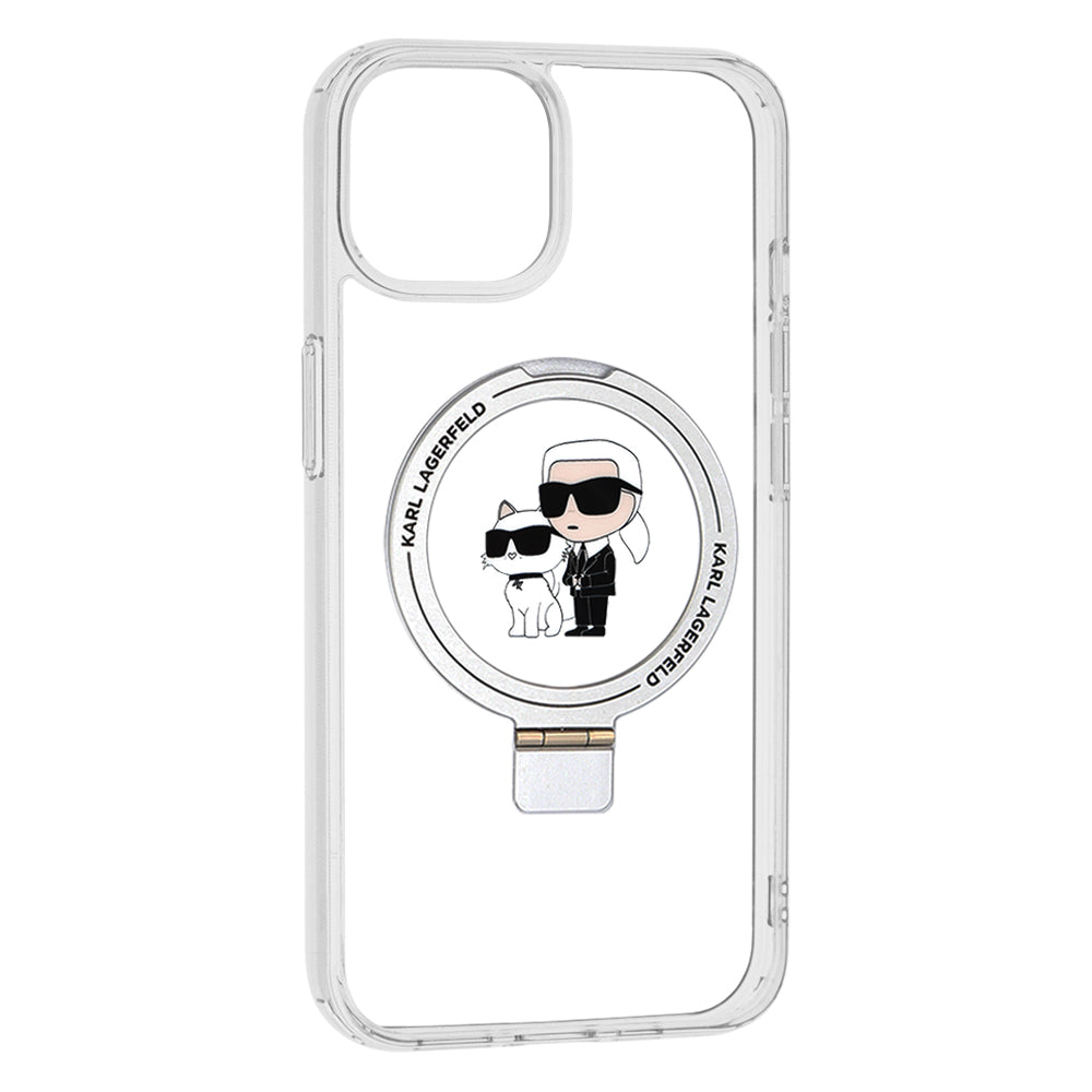 MagSafe cover til Apple iPhone 14, Karl Lagerfeld, Ring Stand Karl & Choupette, Hvid