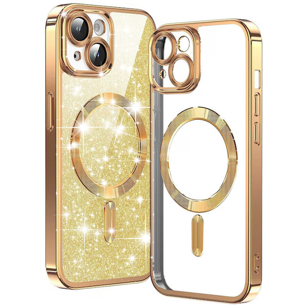 MagSafe-etui til Apple iPhone 14 Plus, Techsuit, Luxury Glitter, Guld