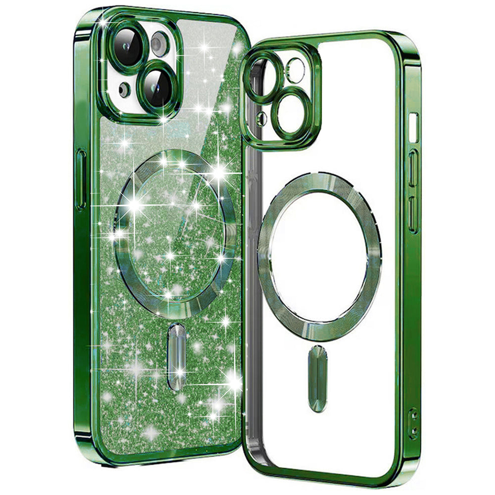 MagSafe-etui til Apple iPhone 14 Plus, Techsuit, Luxury Glitter, Mørkegrøn