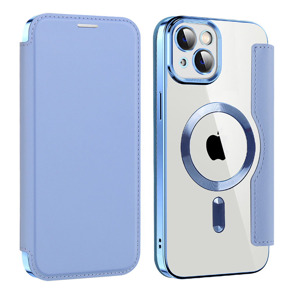 MagSafe Case for Apple iPhone 14 Plus, Techsuit, SmartMag Book, Blue