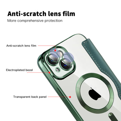 MagSafe-etui til Apple iPhone 14 Plus, Techsuit, SmartMag Book, Grøn