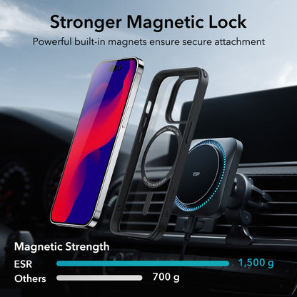 MagSafe-etui til Apple iPhone 14 Pro, ESR, Classic Hybrid, Sort Transparent