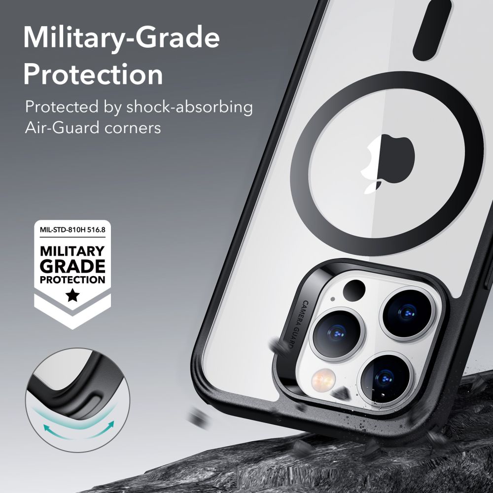 MagSafe-etui til Apple iPhone 14 Pro, ESR, Classic Hybrid, Sort Transparent