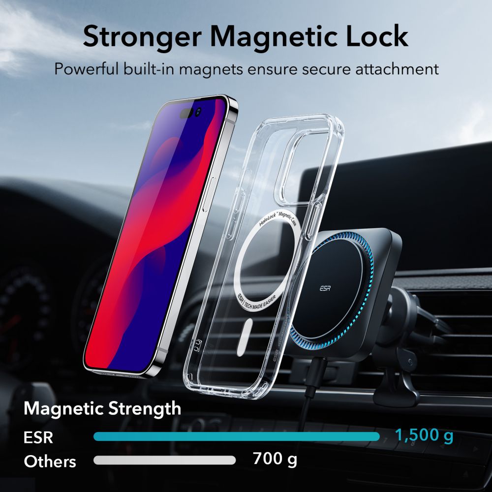 MagSafe cover til Apple iPhone 14 Pro, ESR, Classic Hybrid, Transparent