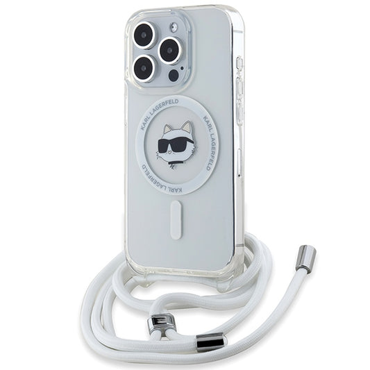 MagSafe cover til Apple iPhone 14 Pro, Karl Lagerfeld, IML Crossbody Choupette's Head with Strap, Transparent