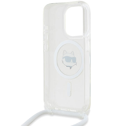 MagSafe cover til Apple iPhone 14 Pro, Karl Lagerfeld, IML Crossbody Choupette's Head with Strap, Transparent