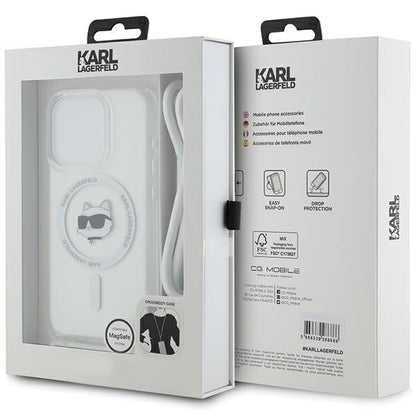MagSafe cover til Apple iPhone 14 Pro, Karl Lagerfeld, IML Crossbody Choupette's Head with Strap, Transparent