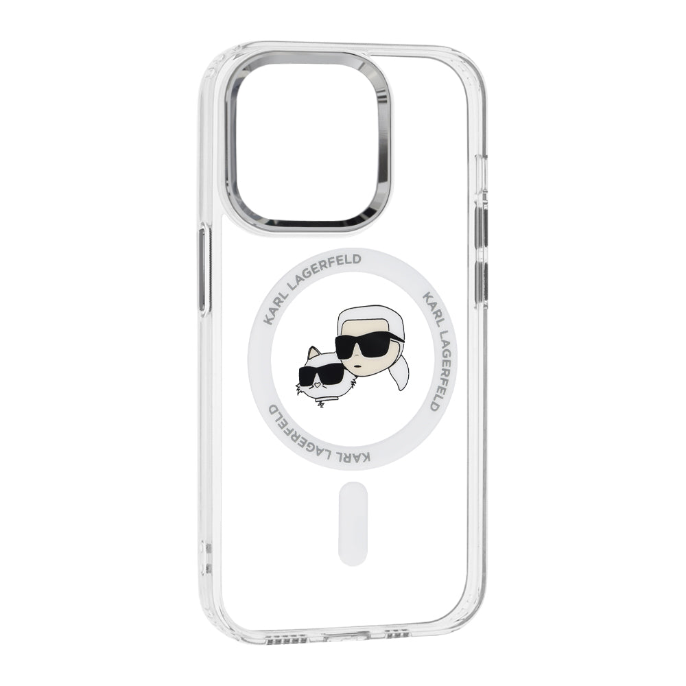MagSafe cover til Apple iPhone 14 Pro, Karl Lagerfeld, IML Metal Karl & Choupette's Heads, Hvid