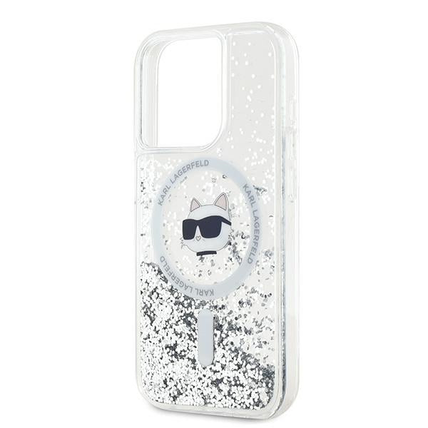 MagSafe cover til Apple iPhone 14 Pro, Karl Lagerfeld, Liquid Glitter Choupette's Head, Transparent