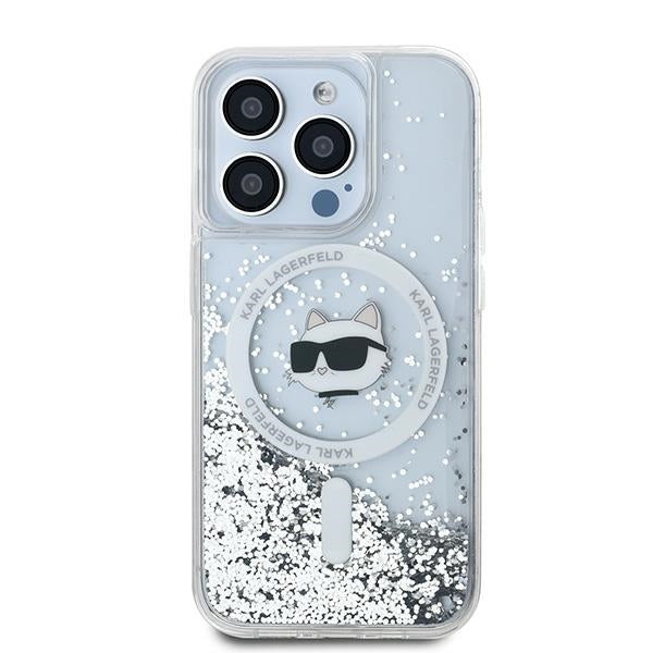 MagSafe cover til Apple iPhone 14 Pro, Karl Lagerfeld, Liquid Glitter Choupette's Head, Transparent
