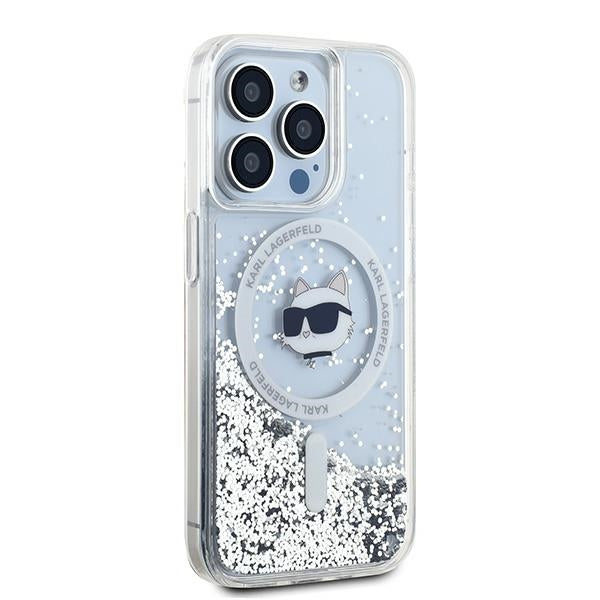 MagSafe cover til Apple iPhone 14 Pro, Karl Lagerfeld, Liquid Glitter Choupette's Head, Transparent
