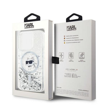 MagSafe cover til Apple iPhone 14 Pro, Karl Lagerfeld, Liquid Glitter Choupette's Head, Transparent