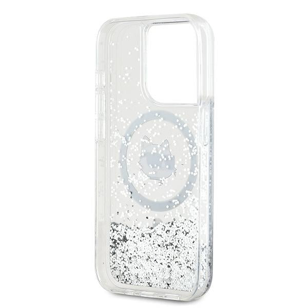 MagSafe cover til Apple iPhone 14 Pro, Karl Lagerfeld, Liquid Glitter Choupette's Head, Transparent