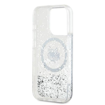 MagSafe cover til Apple iPhone 14 Pro, Karl Lagerfeld, Liquid Glitter Choupette's Head, Transparent