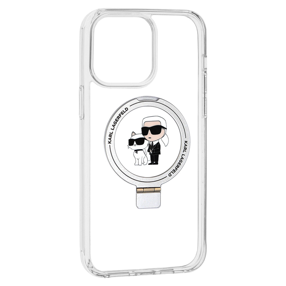 MagSafe cover til Apple iPhone 14 Pro, Karl Lagerfeld, Ring Stand Karl & Choupette, Hvid