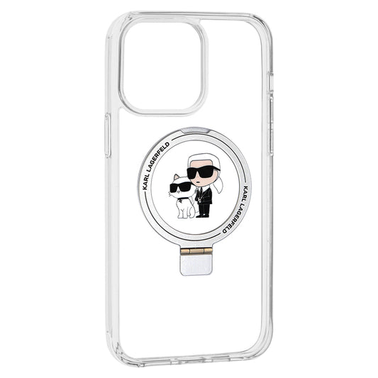 MagSafe cover til Apple iPhone 14 Pro, Karl Lagerfeld, Ring Stand Karl & Choupette, Hvid