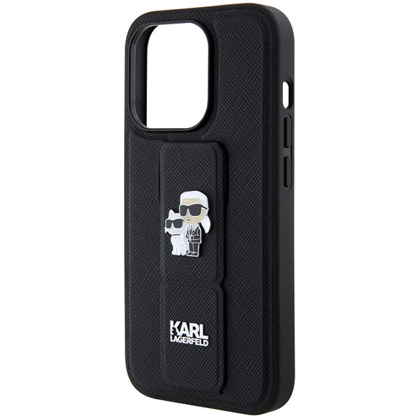 MagSafe cover til Apple iPhone 14 Pro, Karl Lagerfeld, Saffiano Gripstand Karl & Choupette, Sort