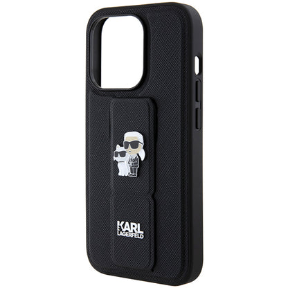 MagSafe cover til Apple iPhone 14 Pro, Karl Lagerfeld, Saffiano Gripstand Karl & Choupette, Sort