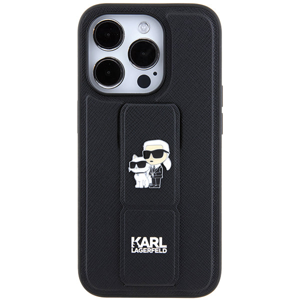 MagSafe cover til Apple iPhone 14 Pro, Karl Lagerfeld, Saffiano Gripstand Karl & Choupette, Sort