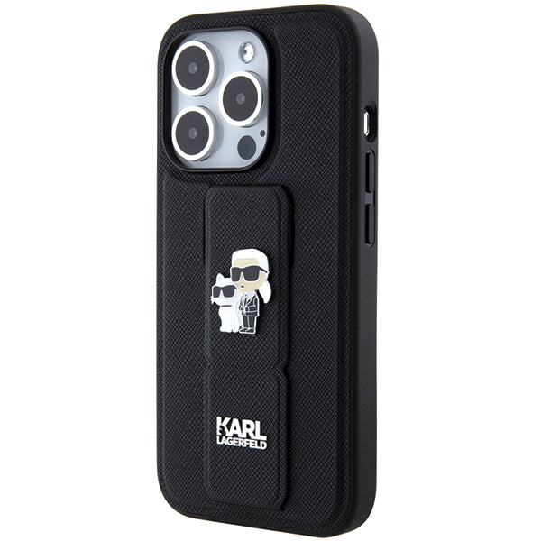 MagSafe cover til Apple iPhone 14 Pro, Karl Lagerfeld, Saffiano Gripstand Karl & Choupette, Sort