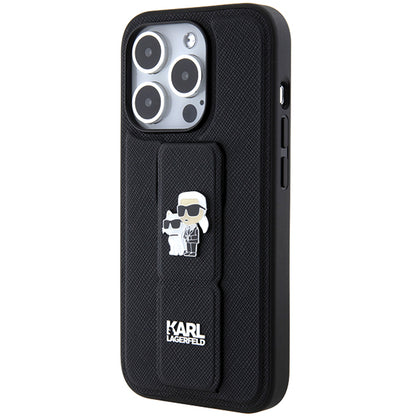 MagSafe cover til Apple iPhone 14 Pro, Karl Lagerfeld, Saffiano Gripstand Karl & Choupette, Sort