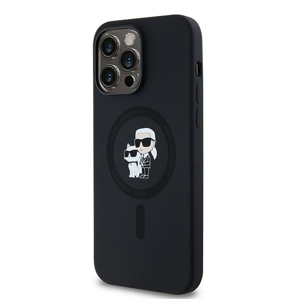MagSafe Case for Apple iPhone 14 Pro, Karl Lagerfeld, Karl & Choupette Silicone, Black