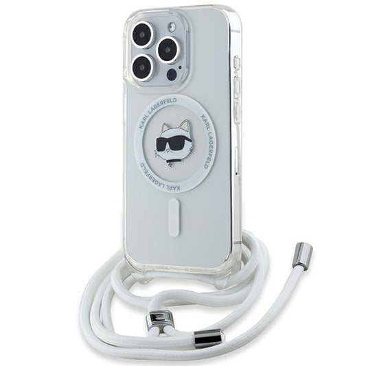 MagSafe cover til Apple iPhone 14 Pro Max, Karl Lagerfeld, IML Crossbody Choupette's Head with Strap, Transparent