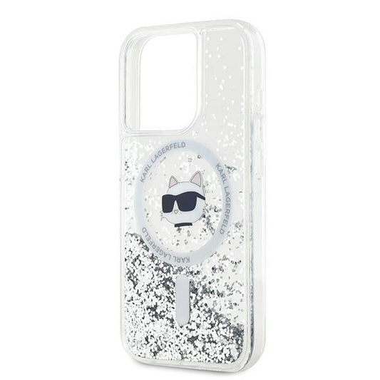 MagSafe cover til Apple iPhone 14 Pro Max, Karl Lagerfeld, Liquid Glitter Choupette's Head, Transparent