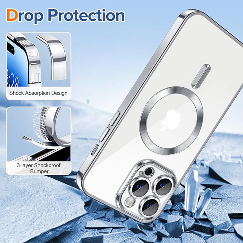 MagSafe-etui til Apple iPhone 14 Pro Max, Techsuit, Luxury Crystal, Sølv