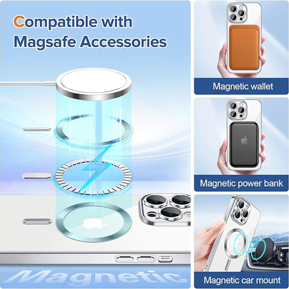 MagSafe-etui til Apple iPhone 14 Pro Max, Techsuit, Luxury Crystal, Sølv