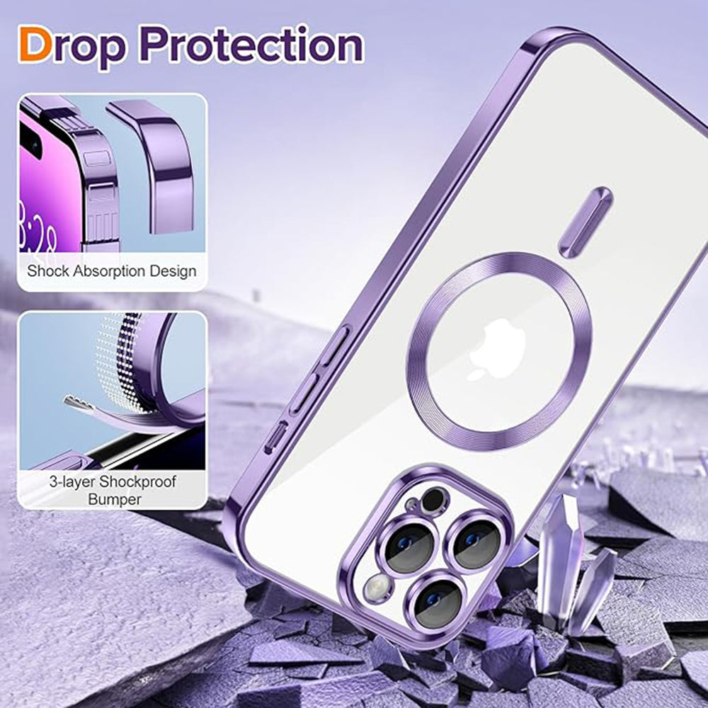 MagSafe-etui til Apple iPhone 14 Pro Max, Techsuit, Luxury Crystal, Lys lilla