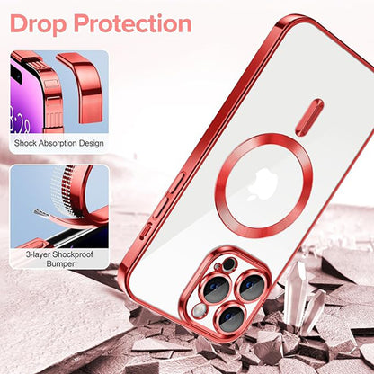 MagSafe-etui til Apple iPhone 14 Pro Max, Techsuit, Luxury Crystal, Rød