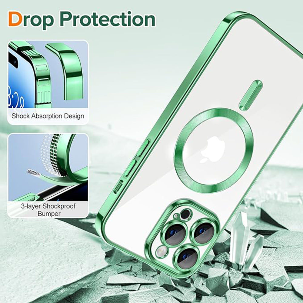 MagSafe-etui til Apple iPhone 14 Pro Max, Techsuit, Luxury Crystal, Lysegrøn