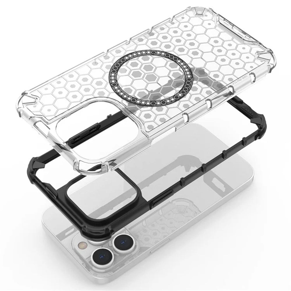 MagSafe-etui til Apple iPhone 14 Pro, Techsuit, HoneyComb Shield, Hvid