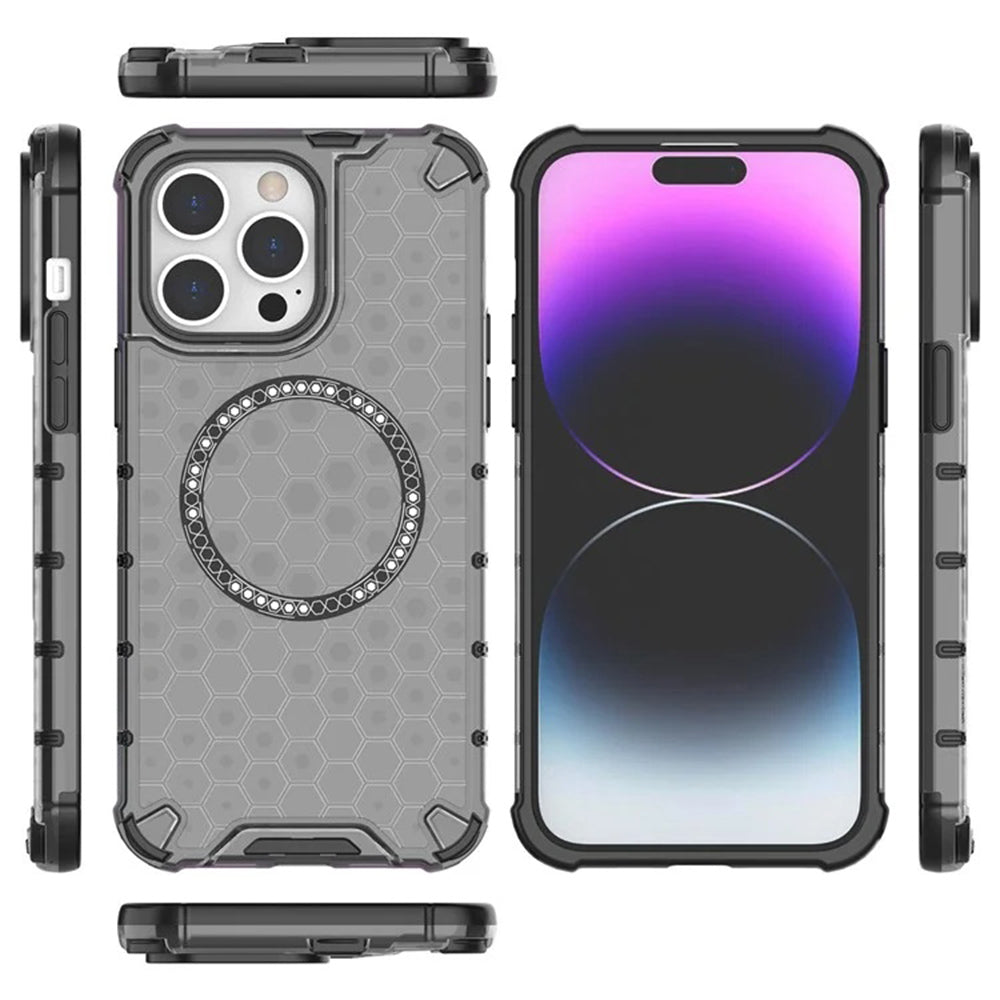 MagSafe-etui til Apple iPhone 14 Pro, Techsuit, HoneyComb Shield, Hvid
