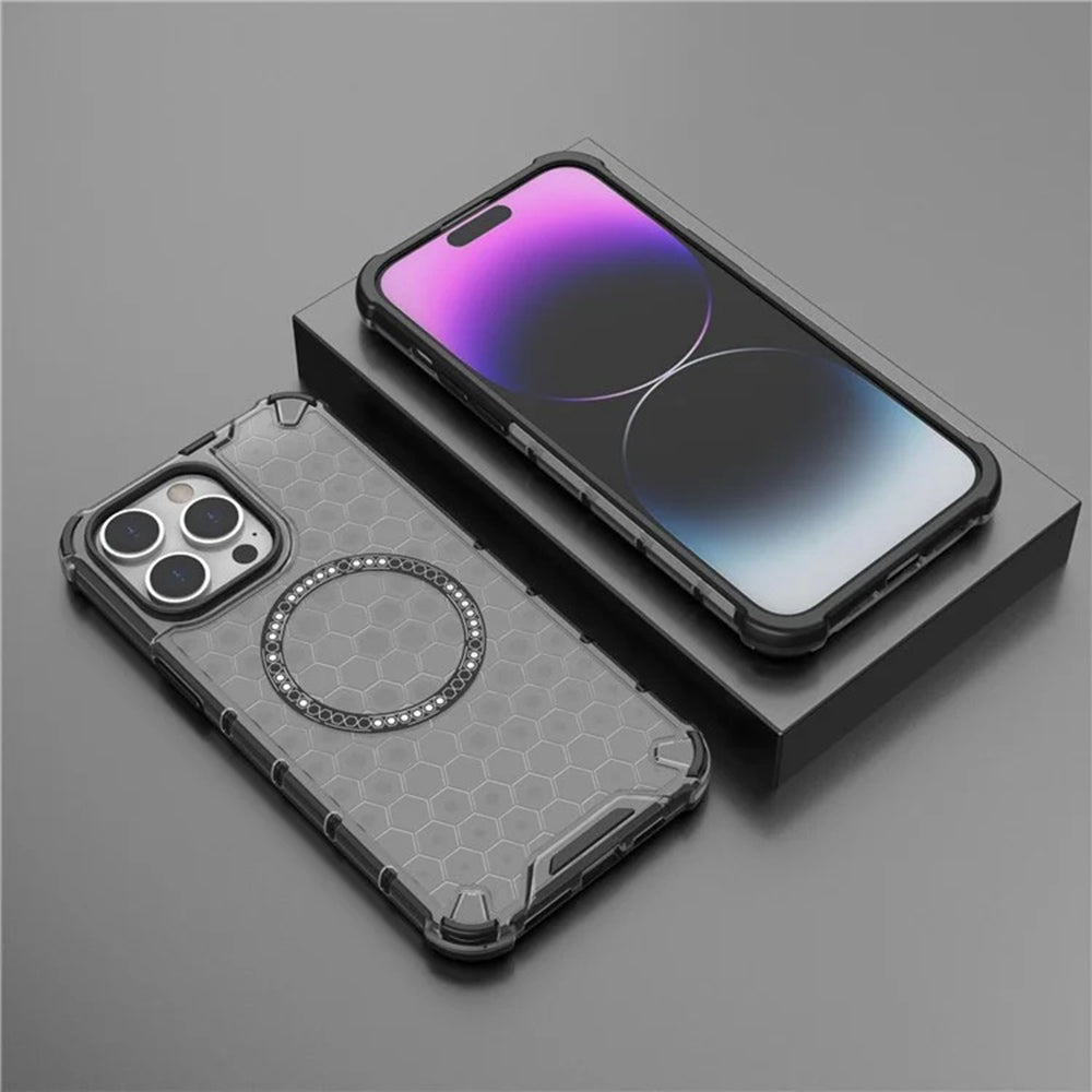 MagSafe-etui til Apple iPhone 14 Pro, Techsuit, HoneyComb Shield, Hvid