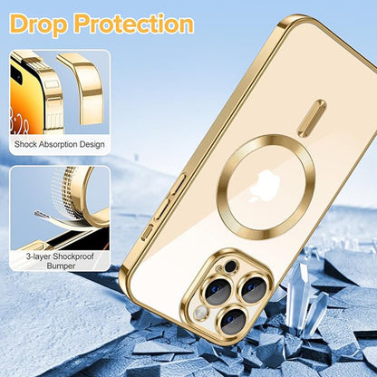MagSafe-etui til Apple iPhone 14 Pro, Techsuit, Luxury Crystal, Guld