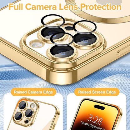 MagSafe-etui til Apple iPhone 14 Pro, Techsuit, Luxury Crystal, Guld