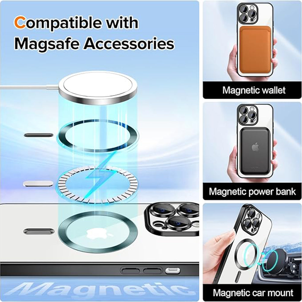 MagSafe-etui til Apple iPhone 14 Pro, Techsuit, Luxury Crystal, Sort
