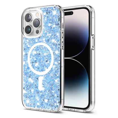 MagSafe-etui til Apple iPhone 14 Pro, Techsuit, Glitrende Glitter, Blå