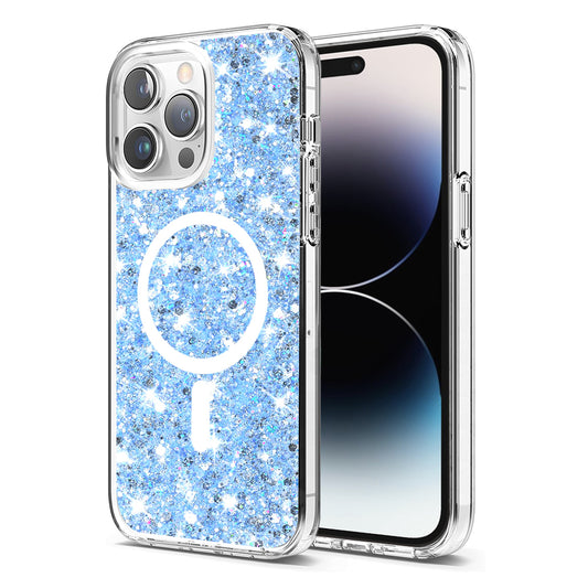 MagSafe-etui til Apple iPhone 14 Pro, Techsuit, Glitrende Glitter, Blå