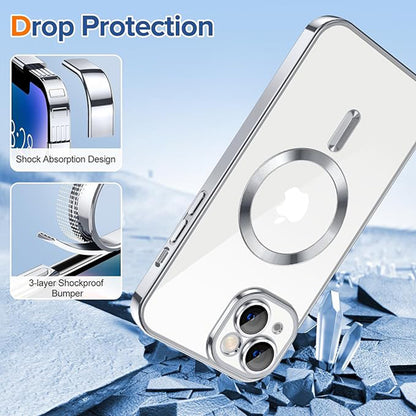 MagSafe-etui til Apple iPhone 14, Techsuit, Luxury Crystal, Sølv